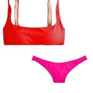 NWT J.CREW Colorblock Heritage 1989 Bikini Top High Leg Bottom Swimsuit 22/24 3X
